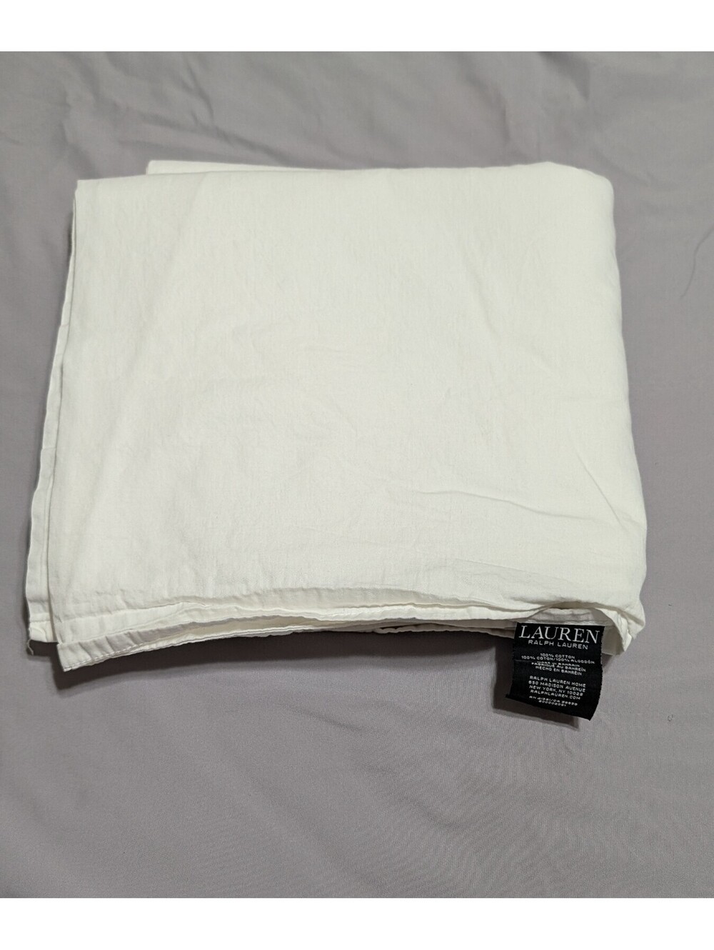 Lauren Ralph Lauren Dunham Sateen Queen Flat Sheet 100% Cotton White 90x102